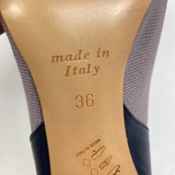 BCBGMaxazria | Nicoletta Blue & Gray Colorblock Leather Peep Toe Eve Booties - Picture 11 of 12